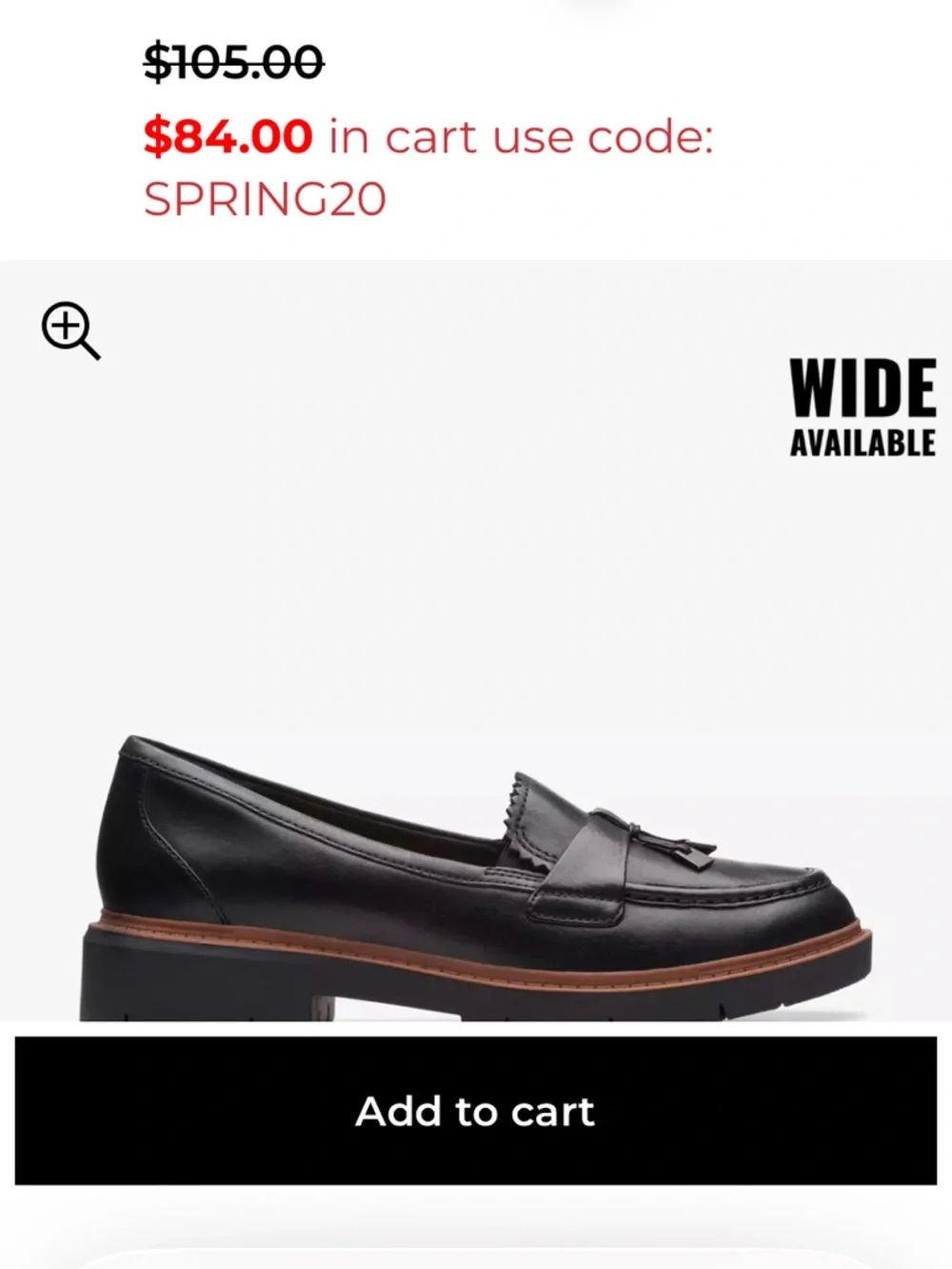 Clarks Westlynn Bella Black Leather Tassel Loafers with Brown Trim - Picture 9 of 9